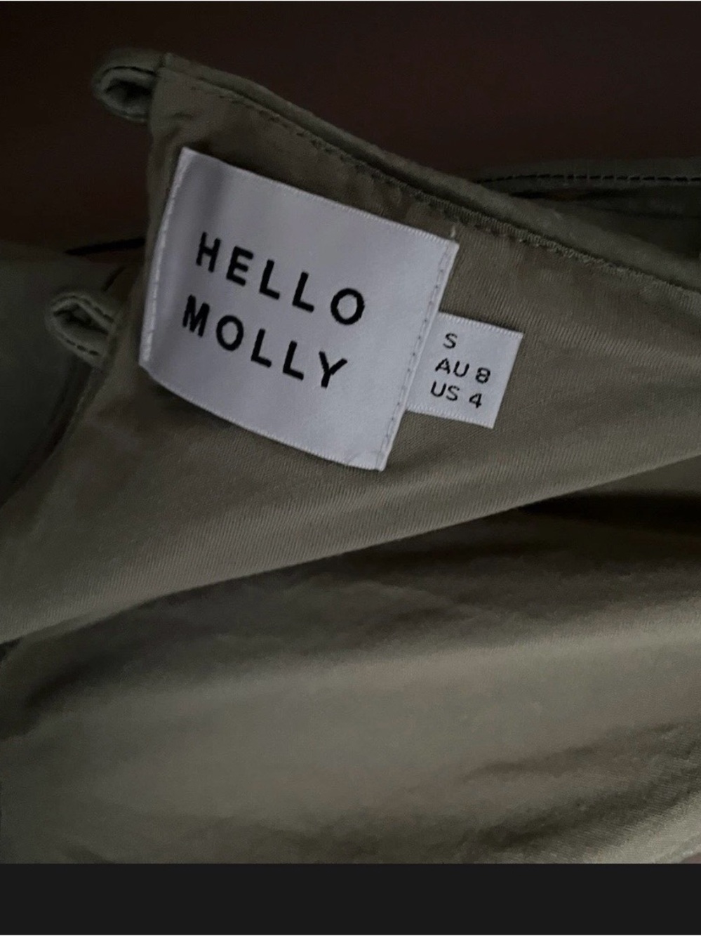 Hello Molly Smooth Sounds  Olive  Slip Midi Dress with Side Slit-4 - Picture 4 of 4